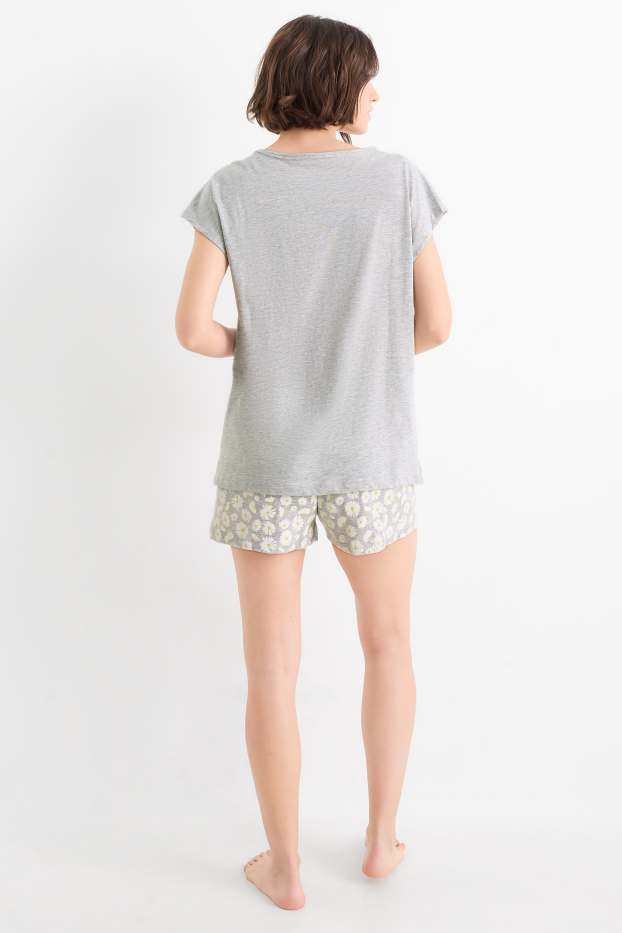 Dames - Shortama - licht grijs-mix