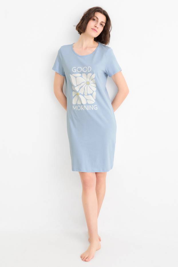 Damen - Nachthemd - hellblau