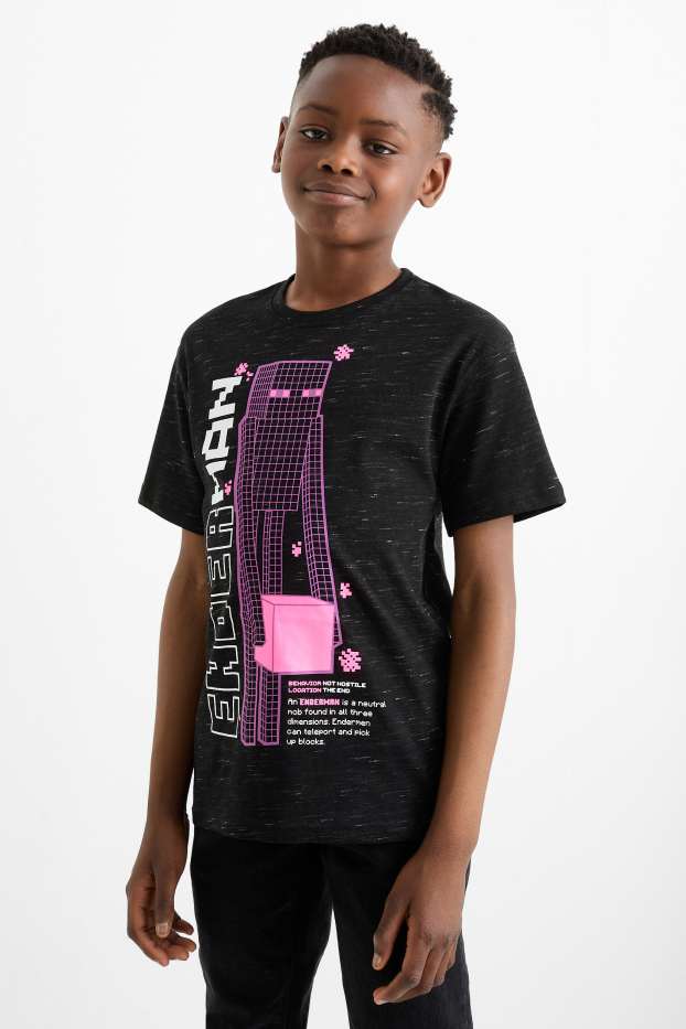 Kinder Buben - Minecraft - Kurzarmshirt - schwarz