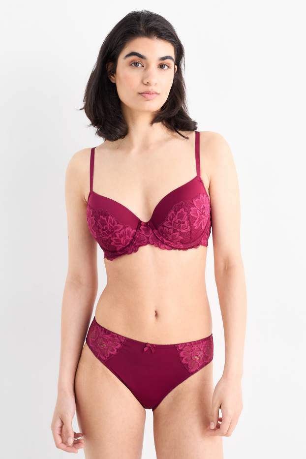 Donna - Reggiseno con ferretti - FULL COVERAGE - imbottito - rosa scuro