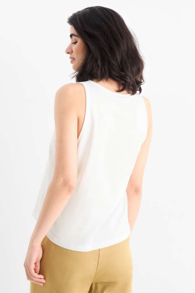 Dames - Blousetop - Broderie Anglaise - wit