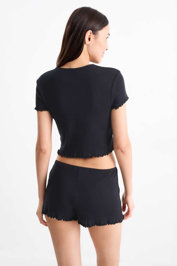 Dámské - Krátké tričko - černá