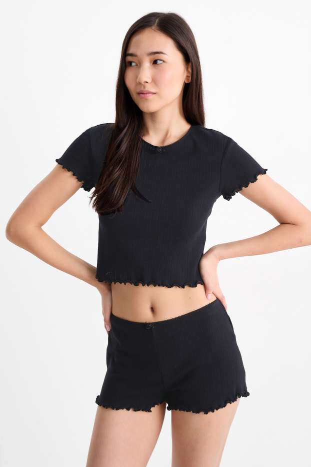 Dámské - Krátké tričko - černá