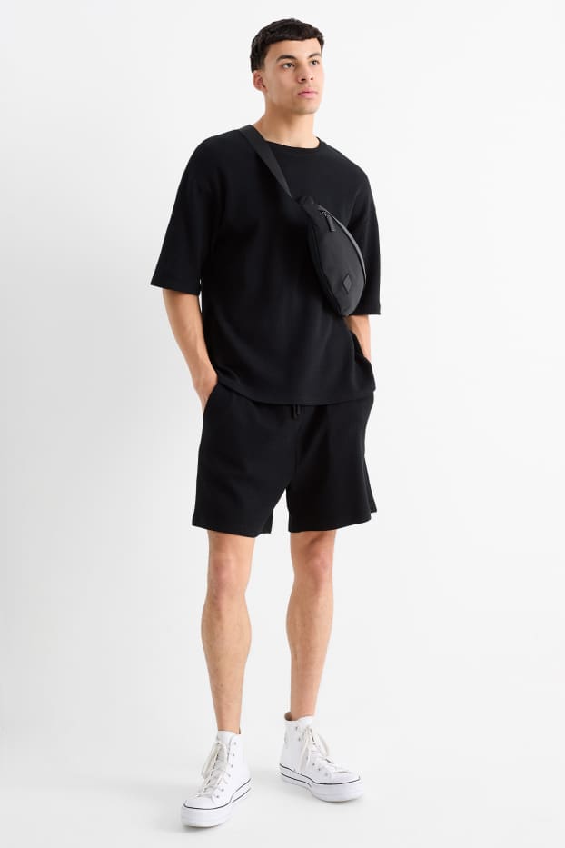 Herren - Sweatshorts - strukturiert - schwarz