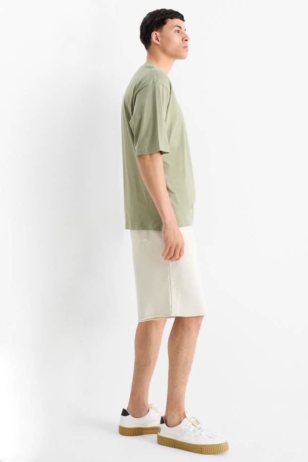 Hommes - Short en molleton - blanc crème