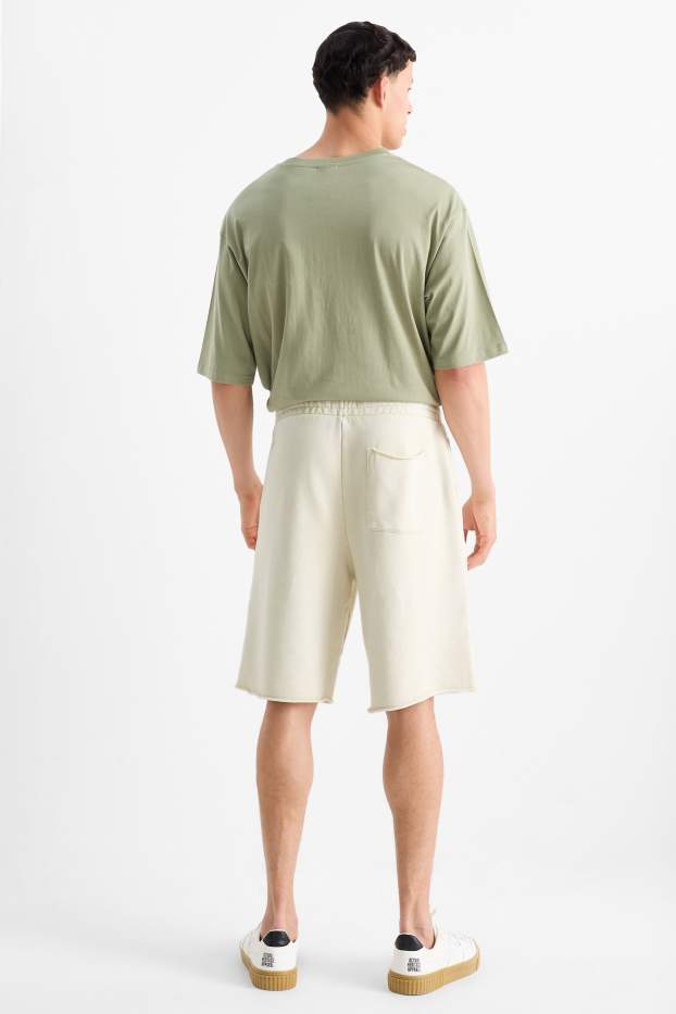 Hommes - Short en molleton - blanc crème