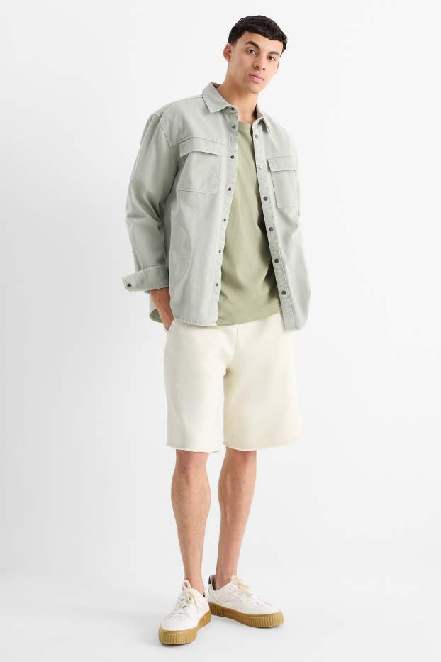 Hommes - Short en molleton - blanc crème