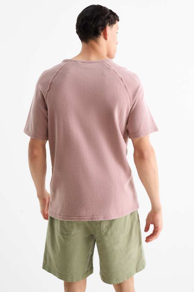 Men - T-shirt - oversized - textured - dark rose