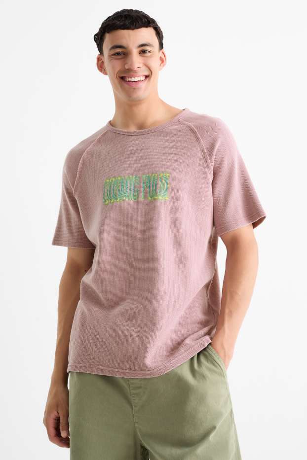 Men - T-shirt - oversized - textured - dark rose