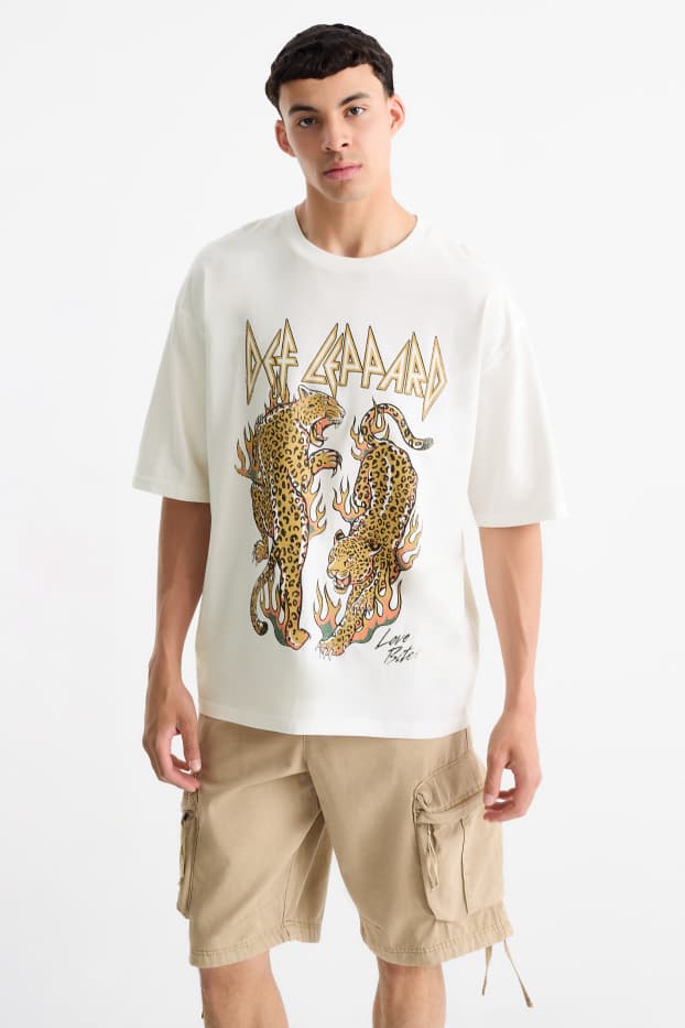 Men - T-shirt - oversized - Def Leppard - white