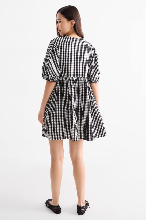 Donna - Vestito svasato - a quadretti - nero / bianco