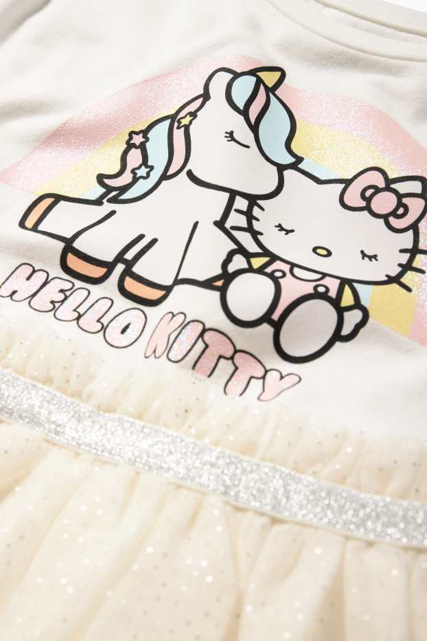Děti - dívky - Hello Kitty - souprava - šaty a taška - 2dílná - krémově bílá