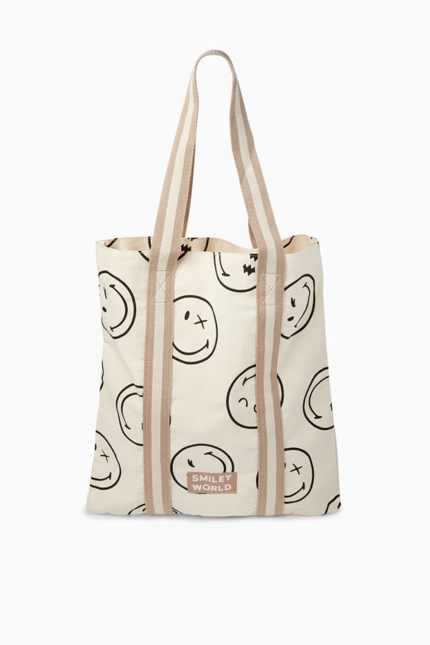 Women - Large shopper - SmileyWorld® - beige