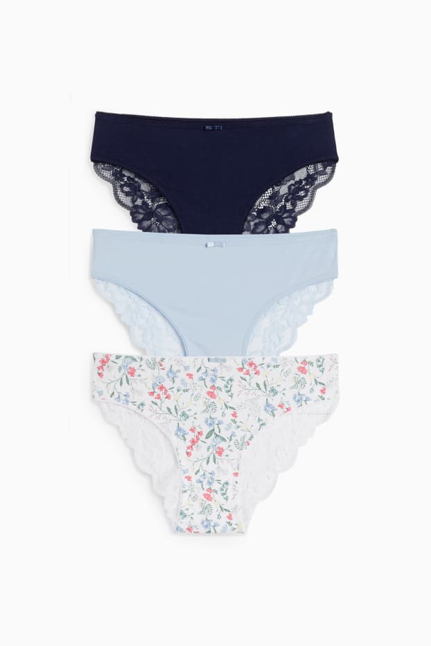 Women - Multipack of 3 - knickers - dark blue
