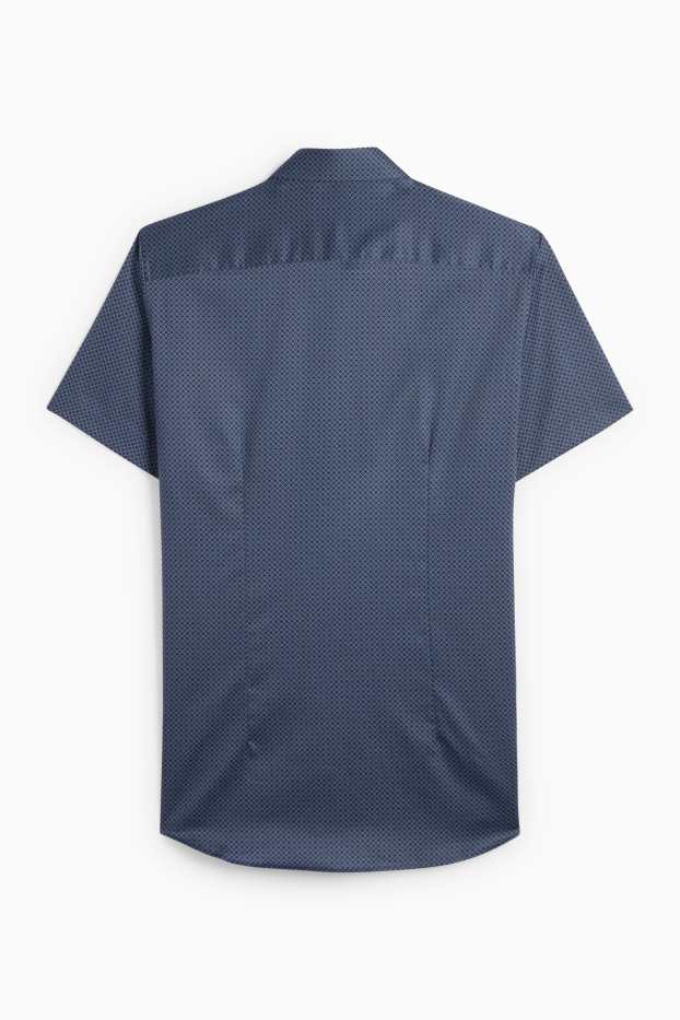 Herren - Businesshemd - Slim Fit - Kent - bügelleicht - gemustert - dunkelblau