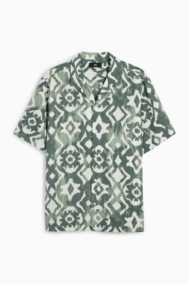 Bărbați - Cămașă - regular fit - guler cu rever - cu model - verde