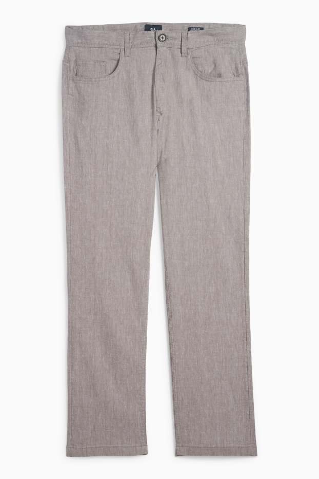Herren - Hose - Regular Fit - Leinen-Mix - grau