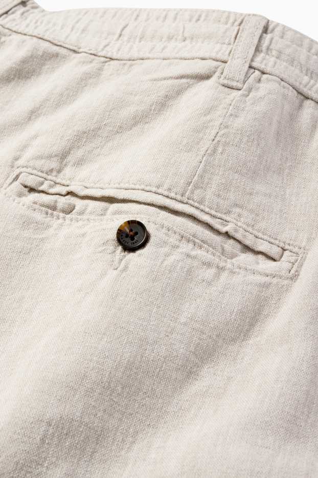 Heren - Short - linnenmix - licht beige