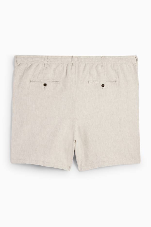 Heren - Short - linnenmix - licht beige