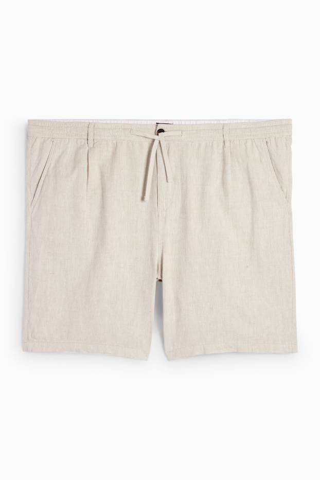 Heren - Short - linnenmix - licht beige