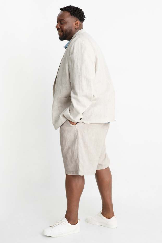 Heren - Short - linnenmix - licht beige