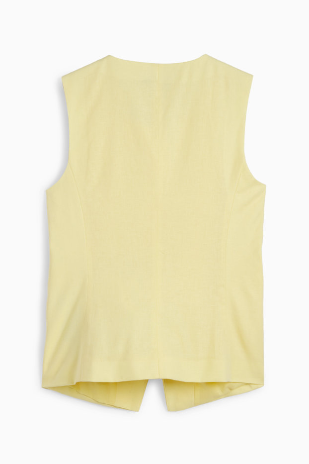 Femmes - Gilet sans manches - tailored fit - lin mélangé - jaune clair