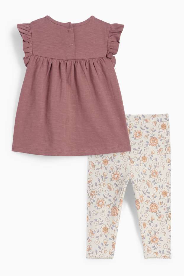 Nadó nena - Floretes - conjunt per a nadó - 2 peces - marró fosc