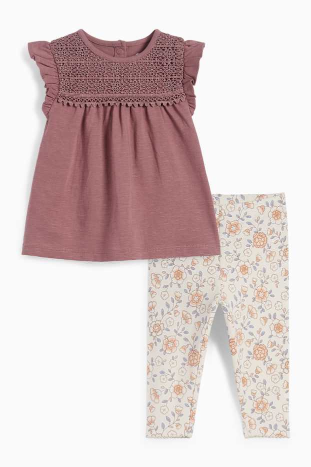 Nadó nena - Floretes - conjunt per a nadó - 2 peces - marró fosc