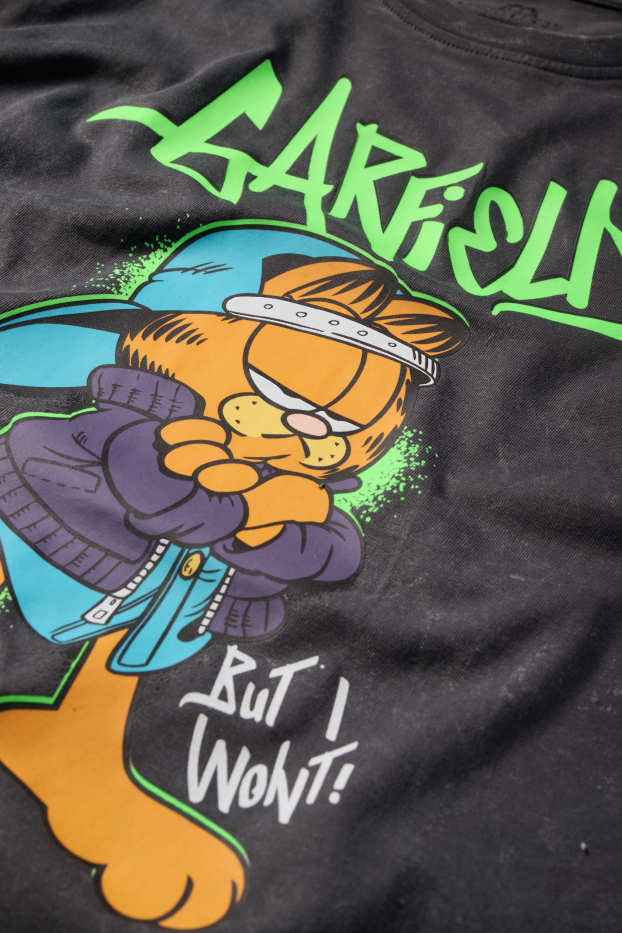 Děti - chlapci - Garfield - tričko s krátkým rukávem - tmavošedá