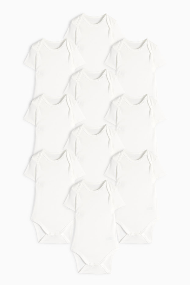 Unisexe - Lot de 10 - bodys bébé - blanc crème