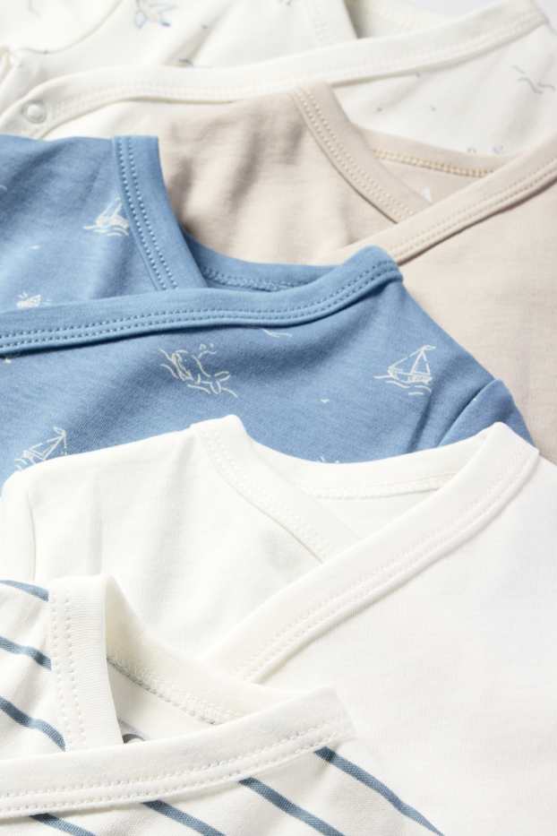 Baby: jongens - Set van 5 - zeilboot - wikkelrompertje - blauw