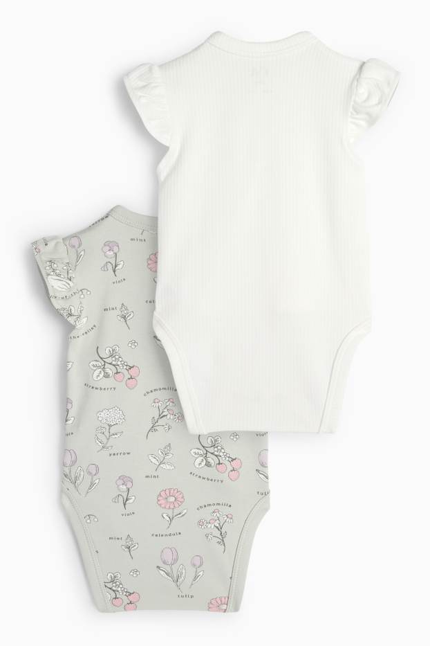 Baby Girls - Multipack of 2 - floral - wrapover baby bodysuit - mint green