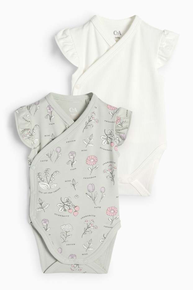 Baby Girls - Multipack of 2 - floral - wrapover baby bodysuit - mint green