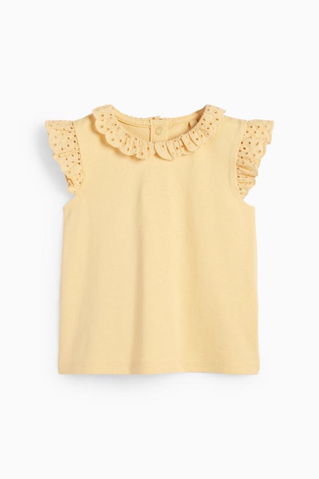 Bébés filles - Petites fleurs - tenue pour bébé - Broderie Anglaise - 3 pièces - jaune