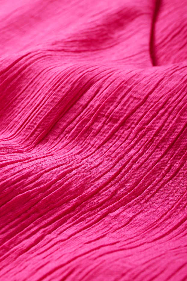 Mujer - Top ablusado con nudo - con textura - fucsia