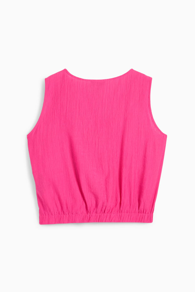Mujer - Top ablusado con nudo - con textura - fucsia