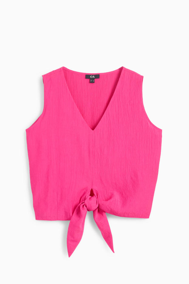 Mujer - Top ablusado con nudo - con textura - fucsia
