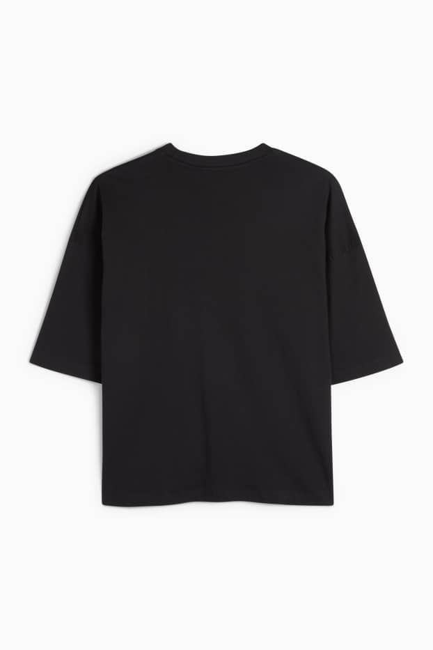 Damen - T-Shirt - Oversized - Glanz-Effekt - schwarz
