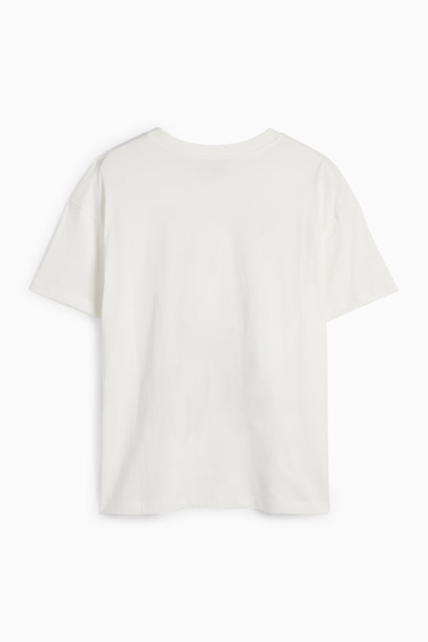 Damen - T-Shirt - Oversized - Glanz-Effekt - weiss