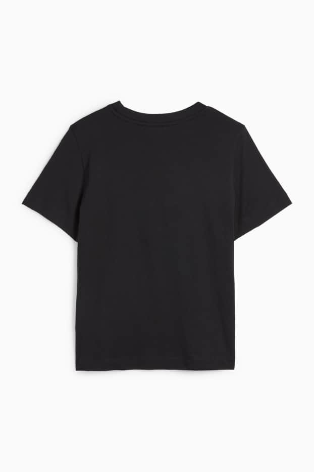 Dámské - Tričko - regular fit - s lesklou aplikací - černá