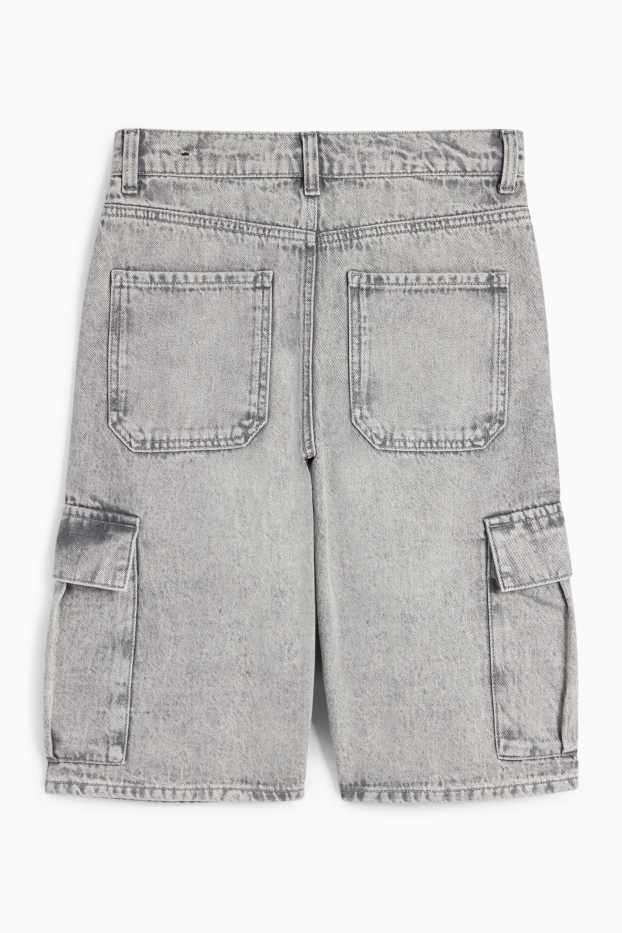 Niños - Bermuda vaquera cargo - vaqueros - gris claro