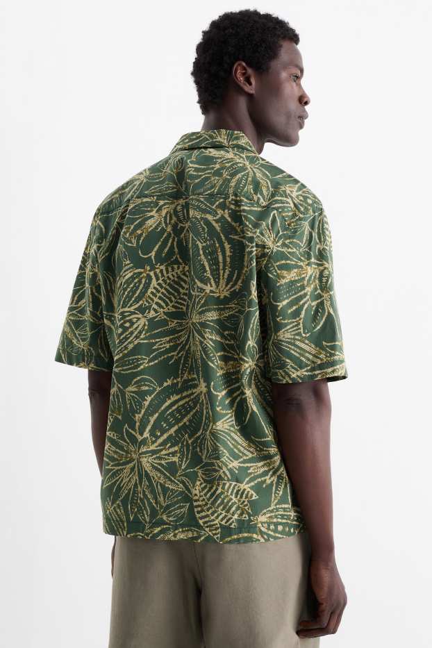 Hommes - Chemise - regular fit - col à revers - à motif - vert foncé