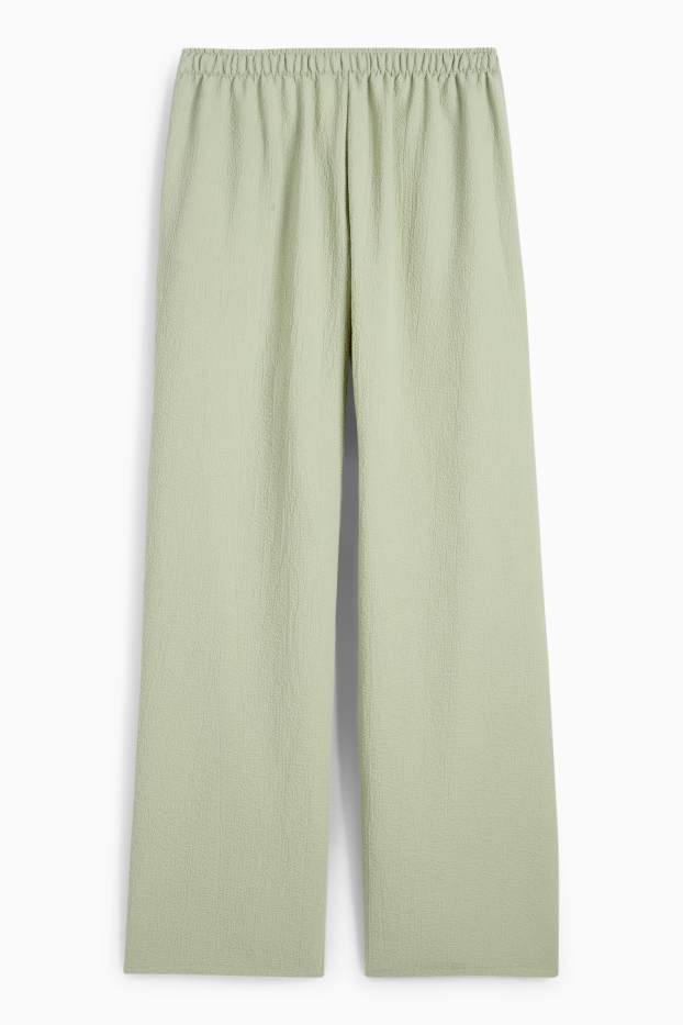 Femmes - Pantalon en toile - mid waist - wide leg - vert clair