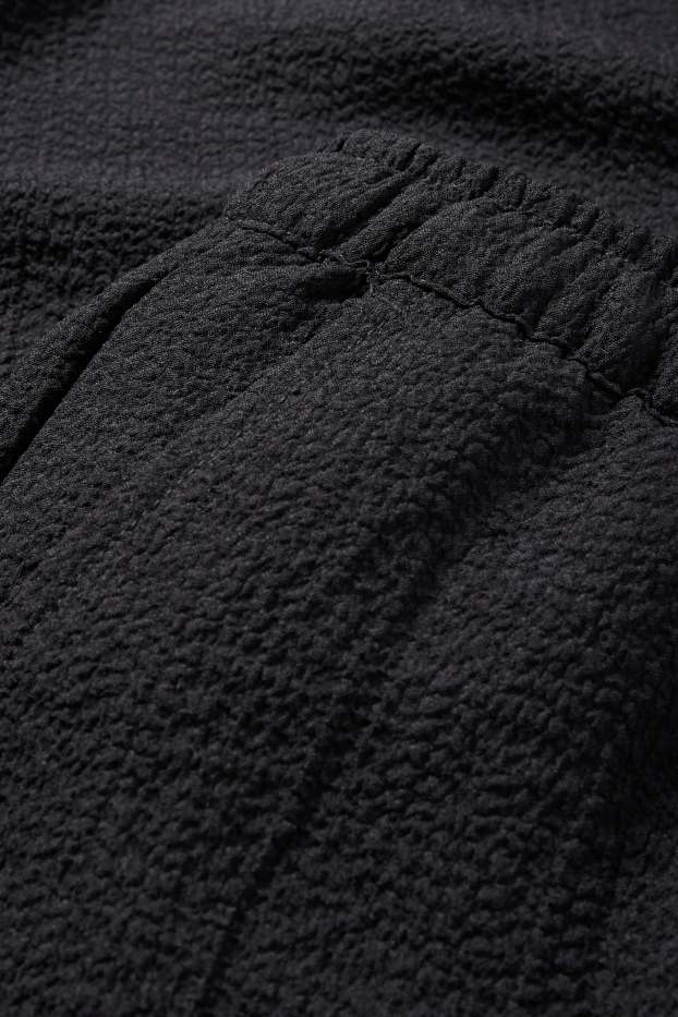 Damen - Stoffhose - Mid Waist - Wide Leg - schwarz