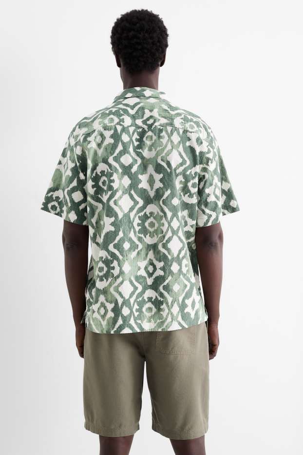 Bărbați - Cămașă - regular fit - guler cu rever - cu model - verde