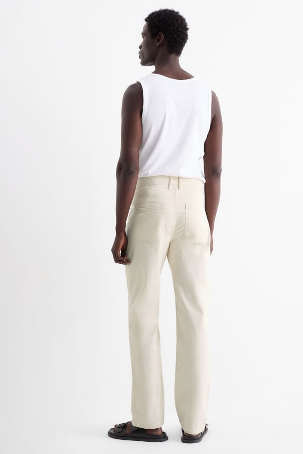 Hommes - Pantalon - regular fit - crème