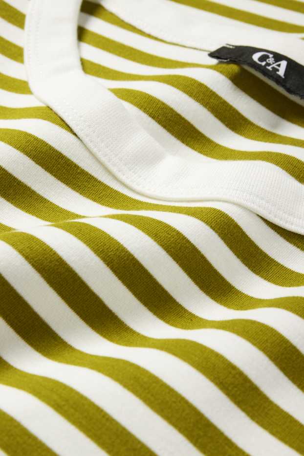 Dames - T-shirt - regular fit - gestreept - groen / crème wit