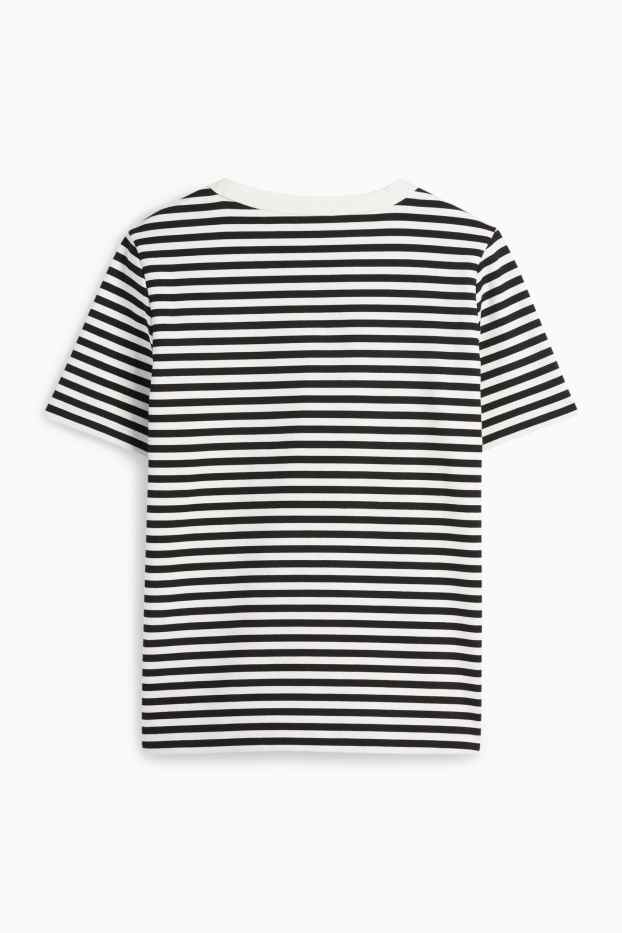 Donna - T-shirt - regular fit - a righe - nero / bianco