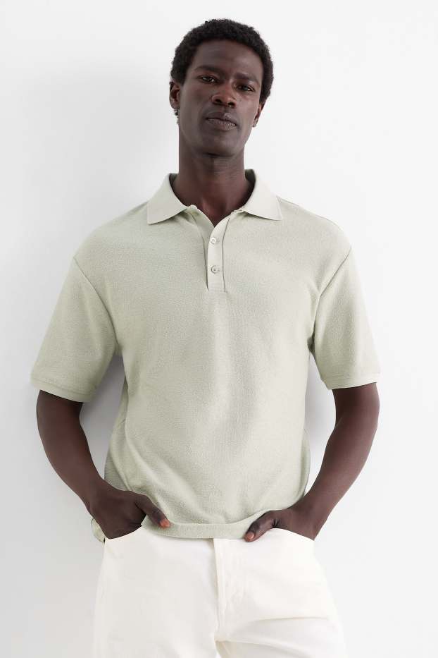 Men - Polo shirt - regular fit - textured - mint green