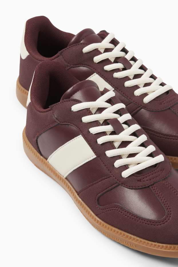 Women - Trainers - faux leather - dark red